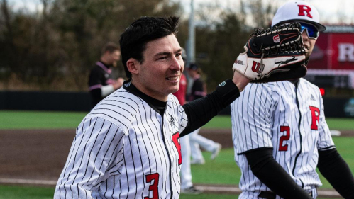 Rutgers baseball players celebrate after game