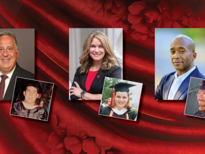  In recent photos and at their Rutgers commencement ceremonies, from left, are Chris Maizys LC’93; Gloria Vanderham RC’00, SCILS’00; and Talib Morgan NCAS’96, RBS'98.