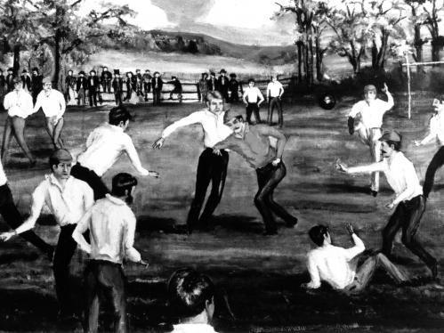 Painting of the first football game