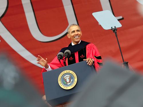 Barack Obama delivering the 250th anniversary commencement