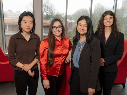From left to right: Annie Wei (SAS ’25), Elisa Bu Sha (SEBS ’25), Julianne Chan (SOE ’25), and Anisha Jackson (SOE ’25) are all 2024 Goldwater Scholars