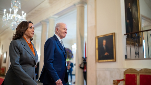 Kamala Harris walking with Joe Biden