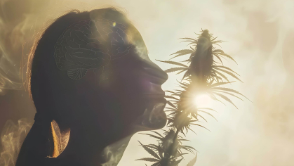 a woman with cannabis