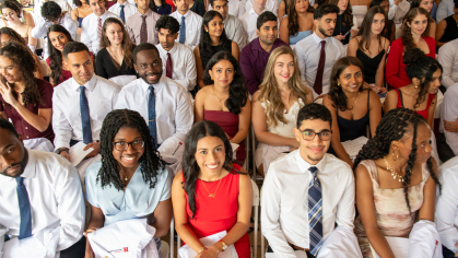 Students at holding their White Coats