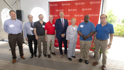 Staff who have worked at Rutgers for 40 years at the staff recognition ceremony 