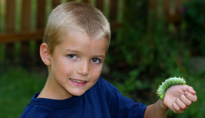 boy with catepillar