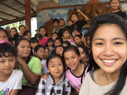 Camille Ungco with her students in Indonesia