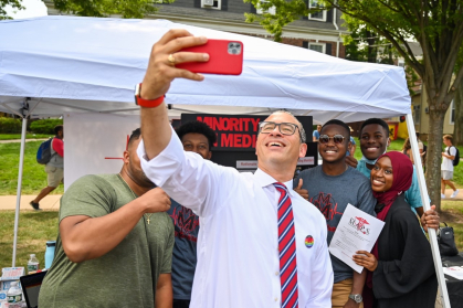 President Jonathan Holloway at the Involvement Fair 