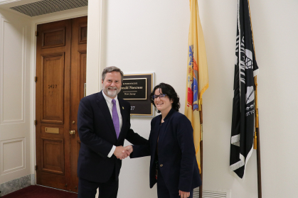 G. Bellon, right, interned in the Washington, D.C., office of Rep. Donald Norcross during their second Scarlet Service internship.  