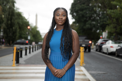 Rutgers-Camden student Grace Asare was a Scarlet Service intern with National Partnership for Women and Families.