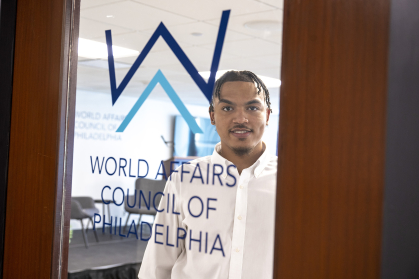 Rutgers-Camden student Quincy Wright spent his summer as a Scarlet Service intern with the World Affairs Council of Philadelphia. 