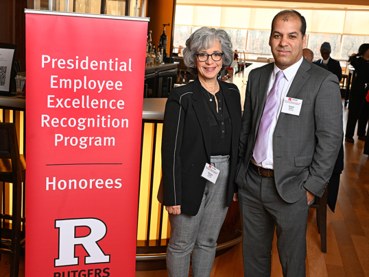 Radiation Oncology, recipient of the Pride of Rutgers Award - Individual, and Gulum M. Rather, Assistant Professor in the Radiation Oncology Department, recipient of the Pride of Rutgers Award - Team